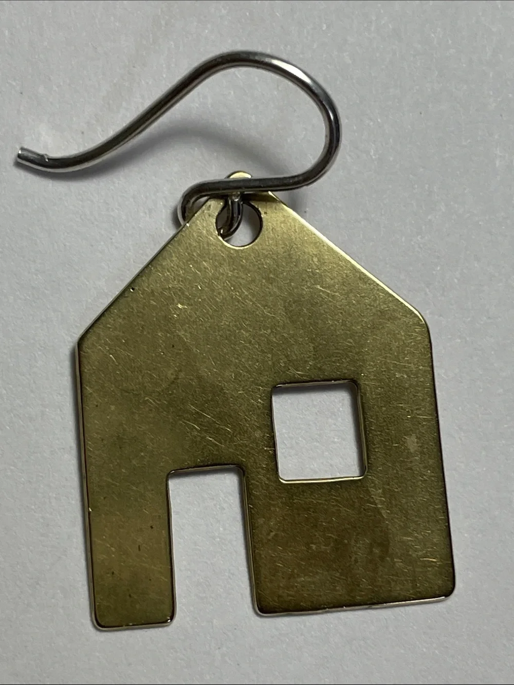 Brass House-Shaped Drop Earrings with 925 hooks